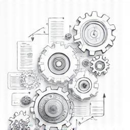 Gears and flow chart representing automation